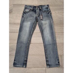 True‎ Luck Men Classic Stretch Straight Jeans 32x32 Thick Stitch NWT